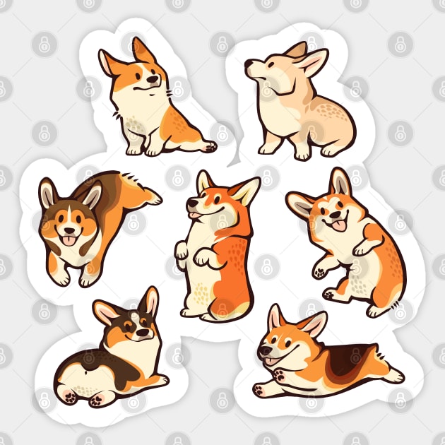 Jolly corgies Sticker by Colordrilos